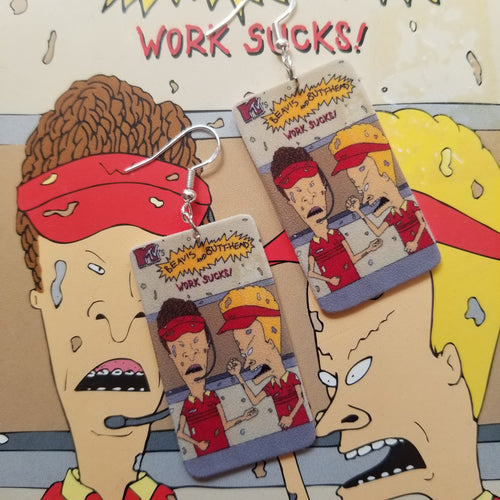 Bunghole and Dumbass Work Sucks! VHS Earrings