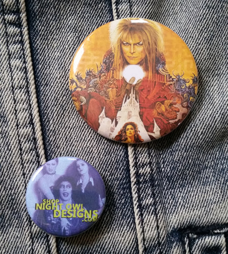 King and Sarah pin back button
