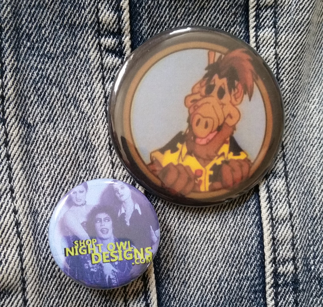 Hide Your Cats 80s Style pin back button