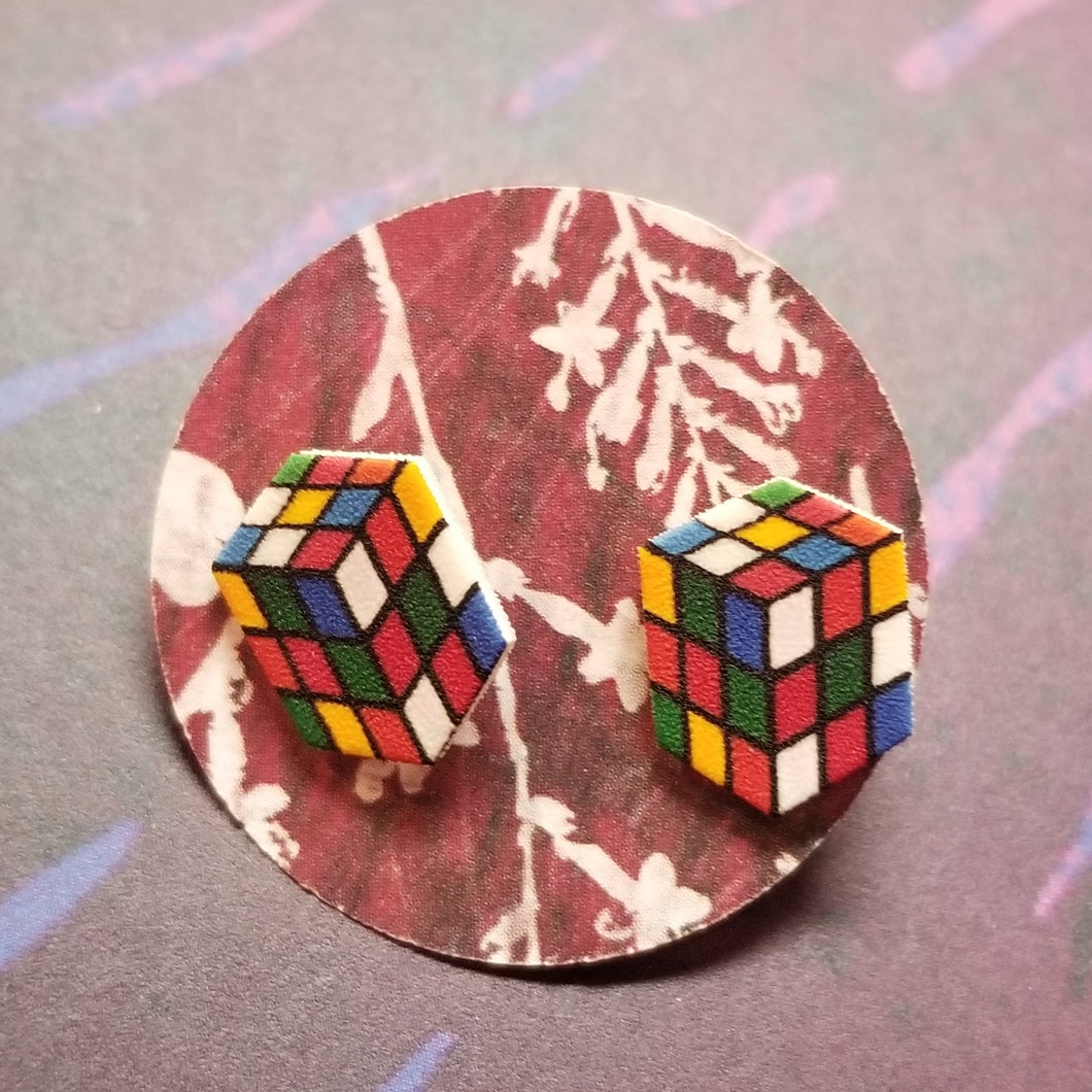 Rubix Cubes Post Earrings